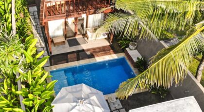 Explore luxury and tranquility at this tropical villa in Bali, featuring a private pool and lush gardens.
