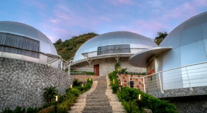 Explore modern architecture at a dome-style resort in Vietnam, showcasing innovative design and tranquil surroundings.