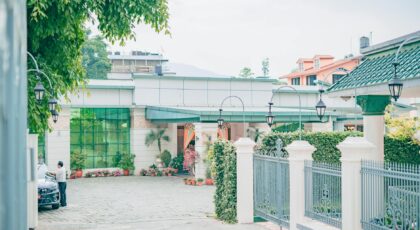 An elegant outdoor view of a building in Kathmandu, providing a serene ambience.