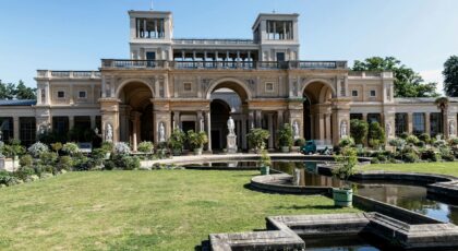 Renaissance-style architecture with gardens at a cultural landmark in Potsdam, Germany.